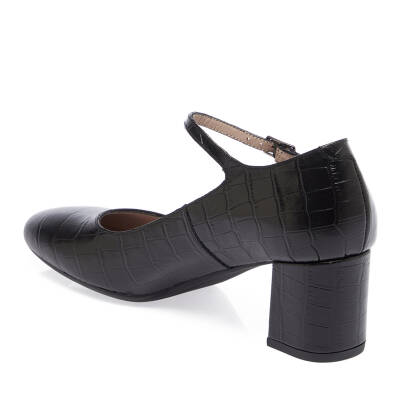  Siyah Deri Kadın Topuklu Ayakkabı - K24I1AY67461-H44 - 2