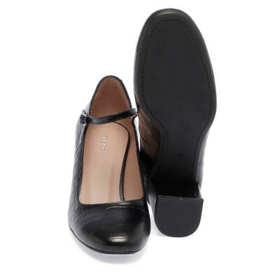  Siyah Deri Kadın Topuklu Ayakkabı - K24I1AY67461-H44 - 4