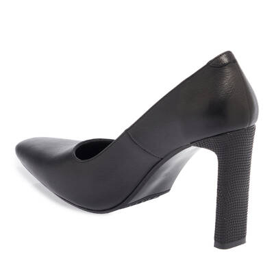  Siyah Deri Kadın Topuklu Ayakkabı - K24I1AY67469-A23 - 2