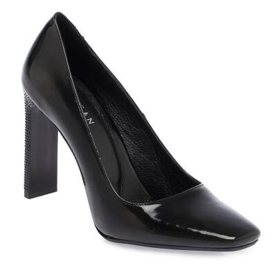  Siyah Deri Kadın Topuklu Ayakkabı - K24I1AY67469-Q4V - 1