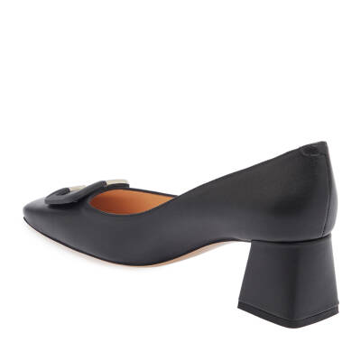  Siyah Deri Kadın Topuklu Ayakkabı - K24I1AY67471-C59 - 2