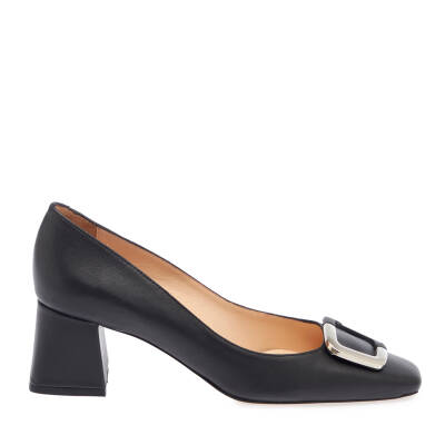  Siyah Deri Kadın Topuklu Ayakkabı - K24I1AY67471-C59 - 3