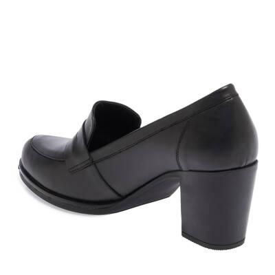  Siyah Deri Kadın Topuklu Ayakkabı - K24I1AY67475-A23 - 2