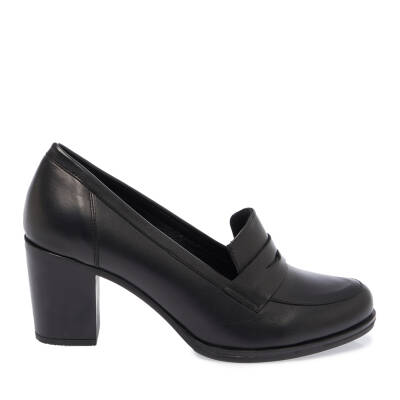  Siyah Deri Kadın Topuklu Ayakkabı - K24I1AY67475-A23 - 3