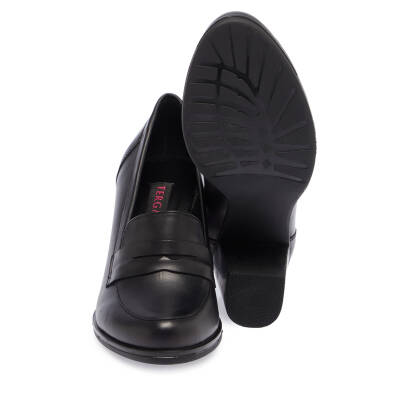  Siyah Deri Kadın Topuklu Ayakkabı - K24I1AY67475-A23 - 4