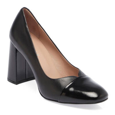  Siyah Deri Kadın Topuklu Ayakkabı - K24I1AY67478-U63 