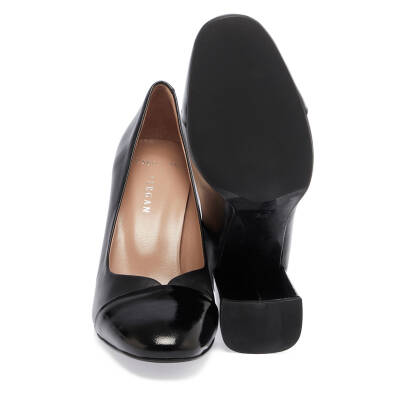  Siyah Deri Kadın Topuklu Ayakkabı - K24I1AY67478-U63 - 4