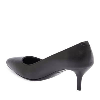  Siyah Deri Kadın Topuklu Ayakkabı - K24I1AY67479-A23 - 2