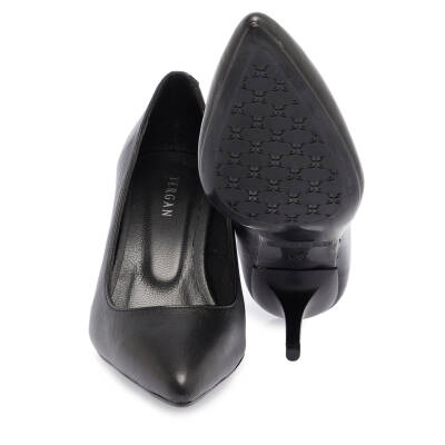  Siyah Deri Kadın Topuklu Ayakkabı - K24I1AY67479-A23 - 4