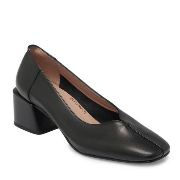 Siyah Hakiki Deri Kadın Topuklu Ayakkabı - K24I1AY67486-A23 - 2