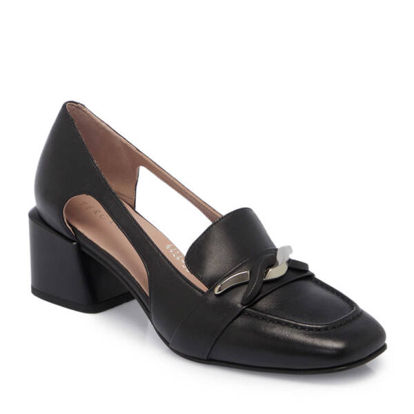 Siyah Deri Kadın Topuklu Ayakkabı - K24I1AY67488-A23 - 1