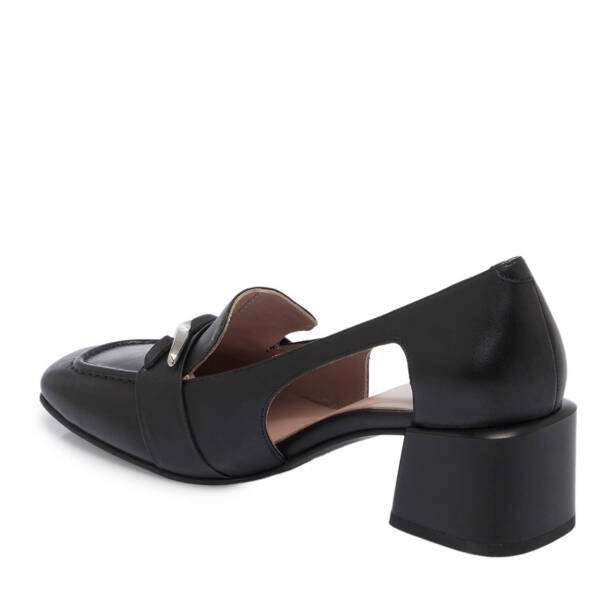 Siyah Deri Kadın Topuklu Ayakkabı - K24I1AY67488-A23 - 2