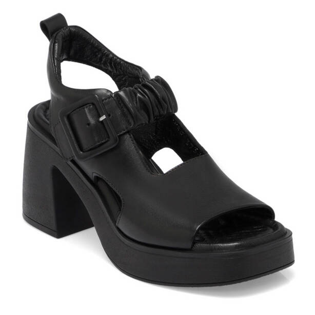 Siyah Deri Kadın Topuklu Ayakkabı - K24Y1AY67164-A23 