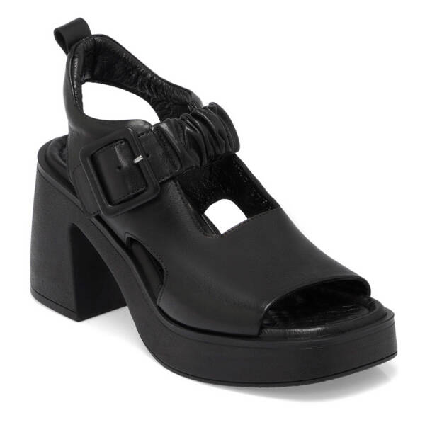 Siyah Deri Kadın Topuklu Ayakkabı - K24Y1AY67164-A23 - 1