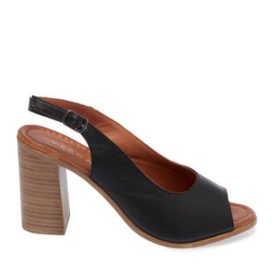  Siyah Deri Kadın Topuklu Ayakkabı - K24Y1AY67241-A23 - 3