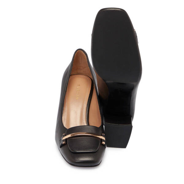 Siyah Deri Kadın Topuklu Ayakkabı - K25S1AY68124-A23 - 4