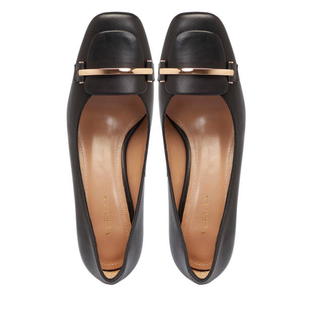 Siyah Deri Kadın Topuklu Ayakkabı - K25S1AY68124-A23 - 5