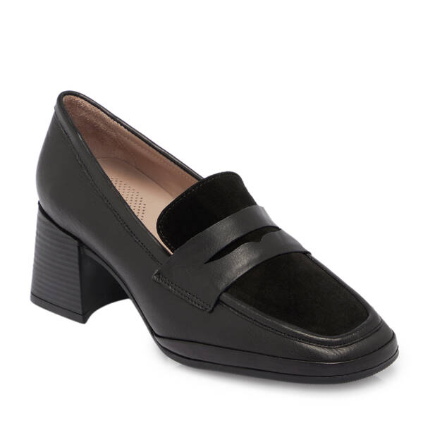 Siyah Deri Kadın Topuklu Ayakkabı - K25S1AY68242-A23 - 1