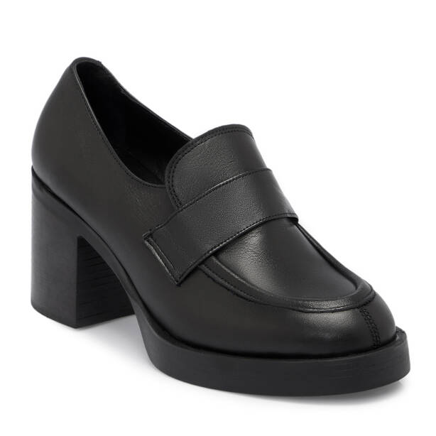 Siyah Deri Kadın Topuklu Ayakkabı - K25S1AY68296-A23 - 1