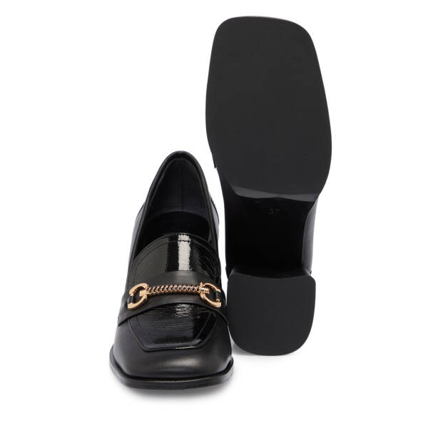 Siyah Deri Kadın Topuklu Ayakkabı - K25S1AY68341-A23 - 4