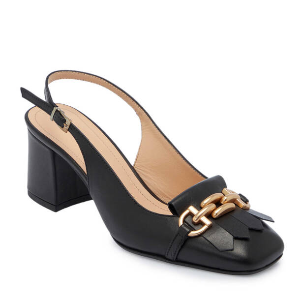 Siyah Hakiki Deri Kadın Topuklu Ayakkabı - K25Y1AY67800-A23 - 2