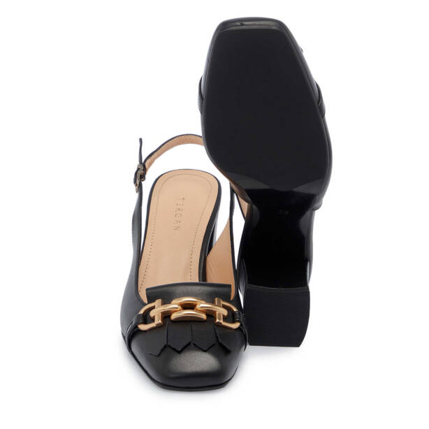 Siyah Hakiki Deri Kadın Topuklu Ayakkabı - K25Y1AY67800-A23 - 4