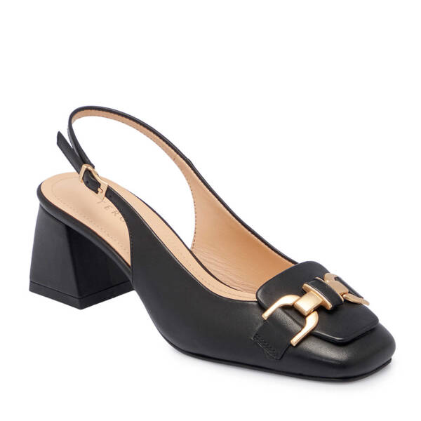 Siyah Deri Kadın Topuklu Ayakkabı - K25Y1AY67801-A23 - 1