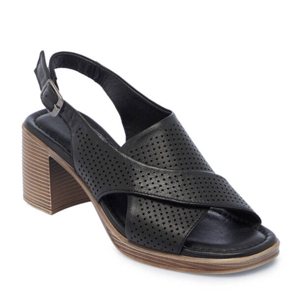 Siyah Hakiki Deri Kadın Topuklu Ayakkabı - K25Y1AY67879-A23 - 2