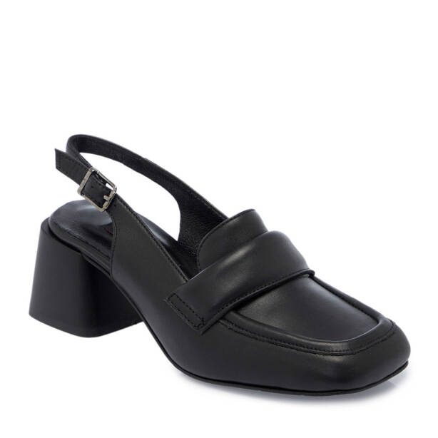 Siyah Hakiki Deri Kadın Topuklu Ayakkabı - K25Y1AY67909-A23 - 2