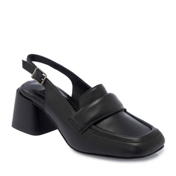 Siyah Hakiki Deri Kadın Topuklu Ayakkabı - K25Y1AY67909-A23 - 2