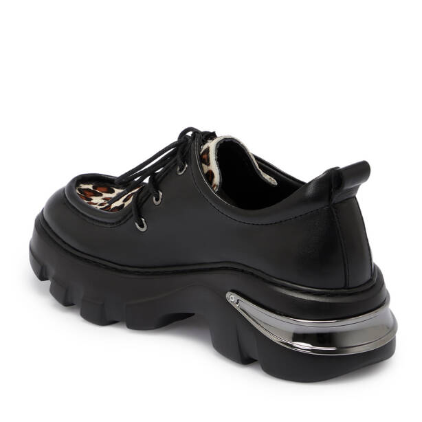 Siyah Hakiki Deri Leopar Kadın Casual Ayakkabı - K25S1AY68315-A23 - 4
