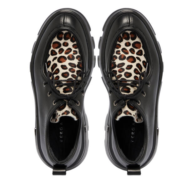 Siyah Deri Leopar Kadın Casual Ayakkabı - K25S1AY68315-A23 - 5