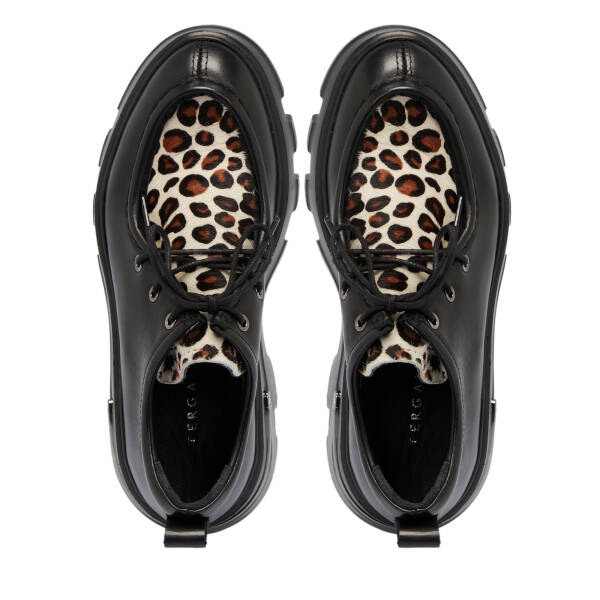 Siyah Deri Leopar Kadın Casual Ayakkabı - K25S1AY68315-A23 - 5