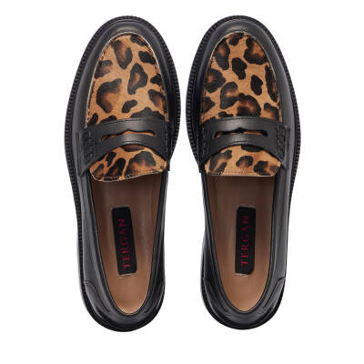 Siyah Deri Leopar Kadın Makosen - K25I1AY68052-C1Z - 5