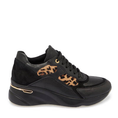 Siyah Deri Leopar Kadın Sneaker - K24S1AY67725-A23 - 3