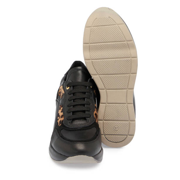 Siyah Deri Leopar Kadın Sneaker - K24S1AY67725-A23 - 4
