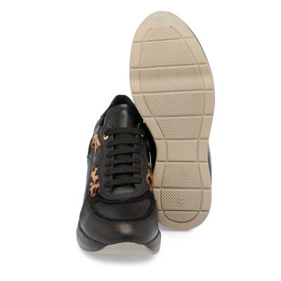 Siyah Deri Leopar Kadın Sneaker - K24S1AY67725-A23 - 4