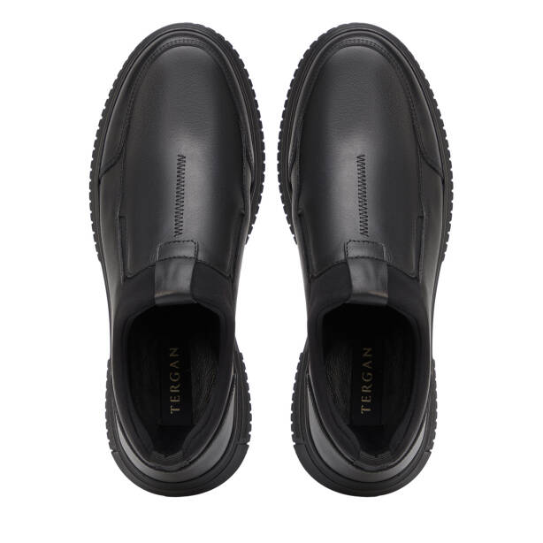 Siyah Deri-Tekstil Erkek Casual Ayakkabı - E26S1AY57832-A23 - 5