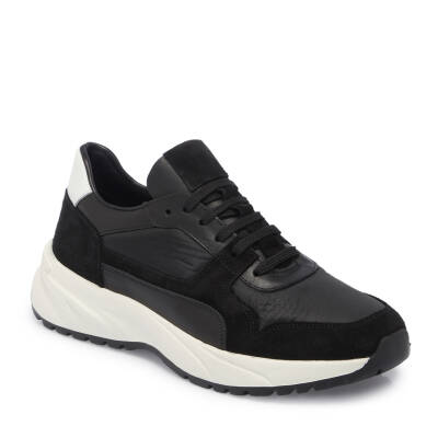 Siyah Deri-Tekstil Erkek Sneaker - E24I1AY56712-A01 - 1
