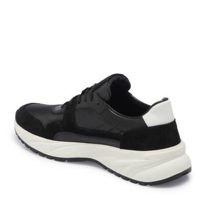 Siyah Deri-Tekstil Erkek Sneaker - E24I1AY56712-A01 - 2