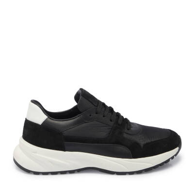 Siyah Deri-Tekstil Erkek Sneaker - E24I1AY56712-A01 - 3