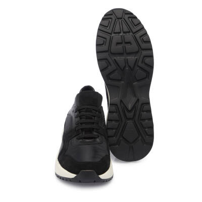 Siyah Deri-Tekstil Erkek Sneaker - E24I1AY56712-A01 - 4