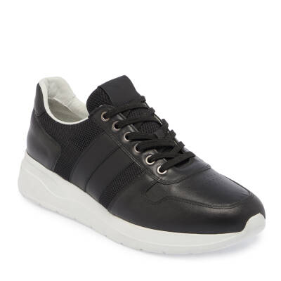  Siyah Deri-Tekstil Erkek Sneaker - E24I1AY56869-A64 