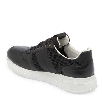  Siyah Deri-Tekstil Erkek Sneaker - E24I1AY56869-A64 - 2