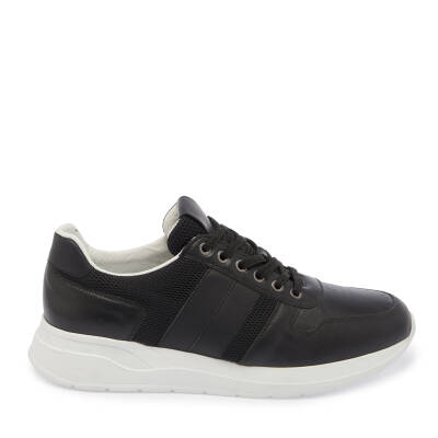  Siyah Deri-Tekstil Erkek Sneaker - E24I1AY56869-A64 - 3