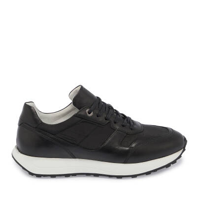 Siyah Deri-Tekstil Erkek Sneaker - E24I1AY56870-A43 - 3