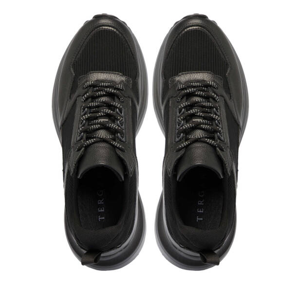 Siyah Deri - Tekstil Erkek Sneaker - E24S1AY57059-K0N - Tergan