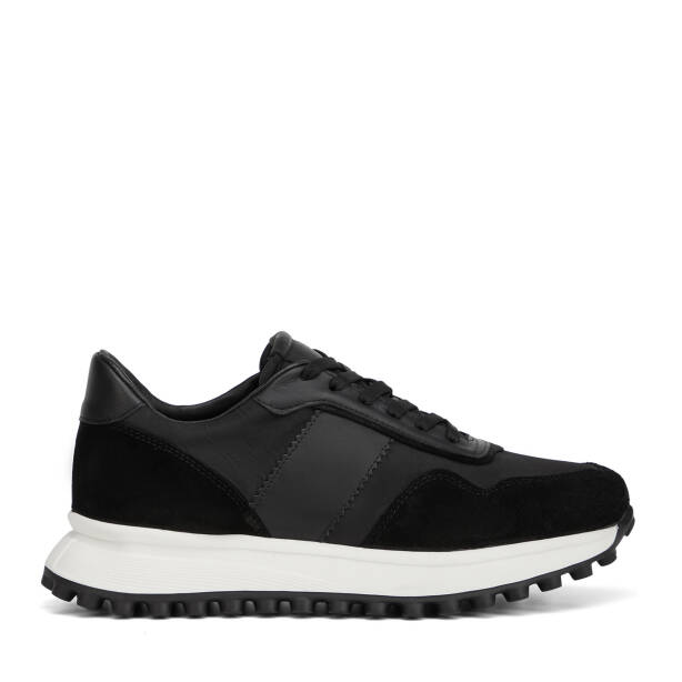 Siyah Deri-Tekstil Erkek Sneaker - E26I1AY57586-A01 