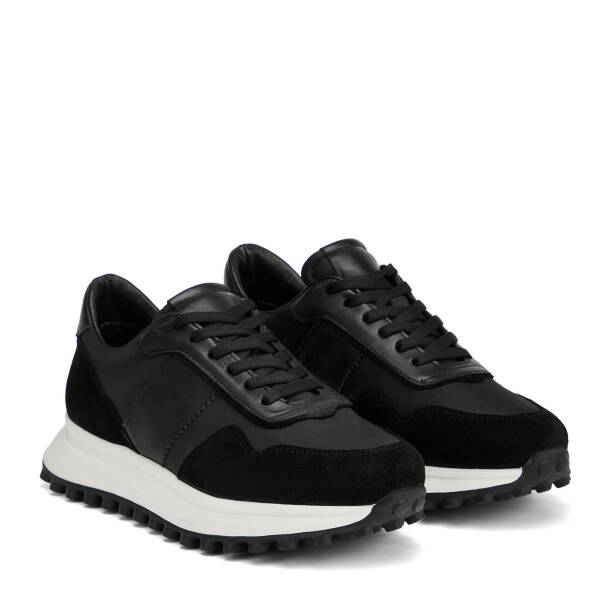 Siyah Deri-Tekstil Erkek Sneaker - E26I1AY57586-A01 - 2