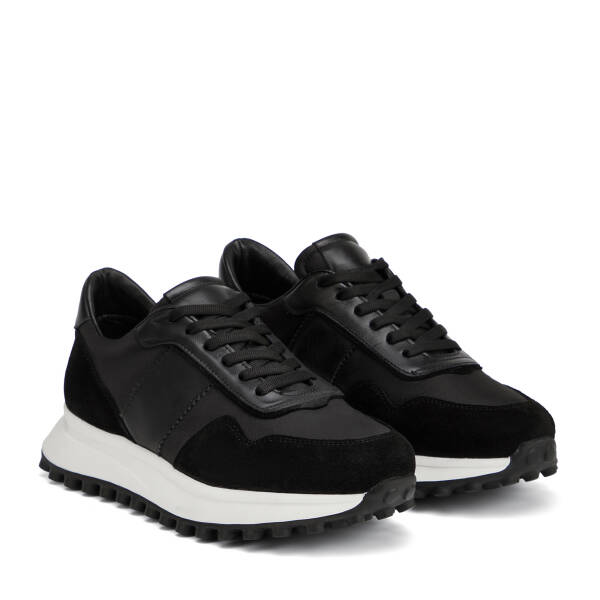 Siyah Deri-Tekstil Erkek Sneaker - E26I1AY57586-A01 - 2